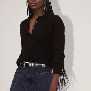 Everlane Black Classic Polo Button Sweater
